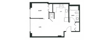 A black and white image of a floor plan for a house with labeled rooms.