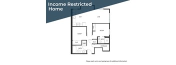A floor plan of an income restricted home with labeled rooms.