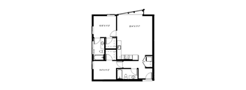 A black and white image of a floor plan for a house.
