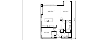 A black and white floor plan of a house with dimensions.