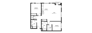 A black and white image of a balcony and floor plan for a home.