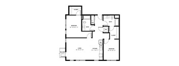 A black and white image of a floor plan for a house with a balcony.