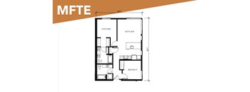 A floor plan of a house with a kitchen, living room, and two bedrooms.