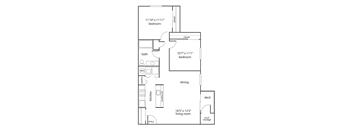 a floor plan of a studio apartment with a bedroom