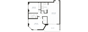 a floor plan of a house with a bedroom and a living room