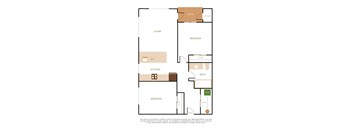 a floor plan of a residence with a bedroom and a living room