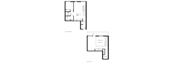 the floor plans for the two floors of this house include a bedroom and a bathroom