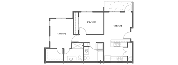 a floor plan of a home with a bedroom and a living room