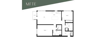 A black and white image of a floor plan with the title "MFTE" at the top.