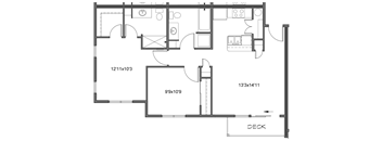 a floor plan of a small house with a bedroom and a living room