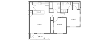 a floor plan of a small house with a bedroom and a living room