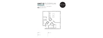 a floor plan of a two bedroom unit with a bathroom