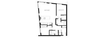 a floor plan of a small apartment with a bedroom and a living room