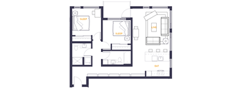 a floor plan of a house with a bedroom and a living room
