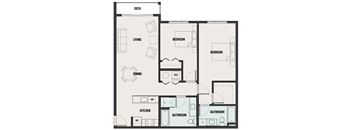 a floor plan of a living room and a bedroom
