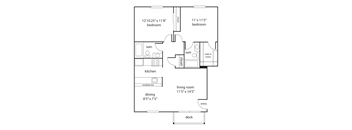 a floor plan of a studio apartment with a bedroom and a living room