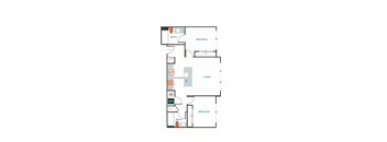 a floor plan of a unit with a bedroom and a living room