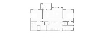A floor plan of a house with multiple rooms and corridors.