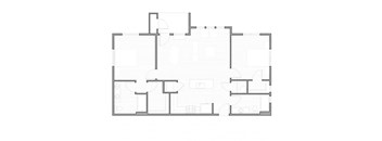A floor plan of a house with multiple rooms and corridors.