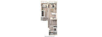 a bedroom with a bed and a chair in a small room