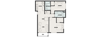 a floor plan of a house with a bedroom and a living room