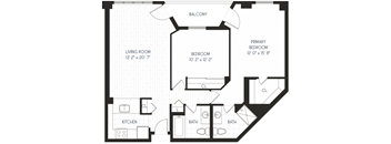 a floor plan of a room with a bedroom and a bathroom