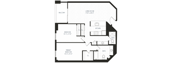 a floor plan of a unit with a bedroom and a living room