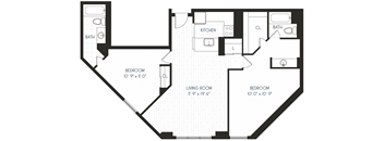 a floor plan of a room with a bedroom and a living room