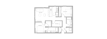 floor plan of the apartment with bedroom and living room on the first floor