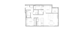 floor plan of the apartment with renovated bedroom and living room on the second floor