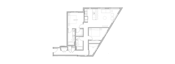 floor plan of the apartment with bedroom and living room on the second floor