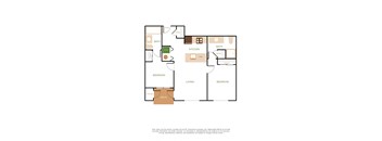 a floor plan of a living room with a bedroom and kitchen