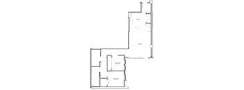 A floor plan of a house with labeled rooms including an eat area, live area, and two sleep areas.