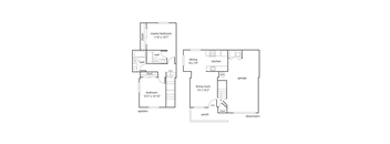 the diagrams of two floor plans of two bedroom apartments