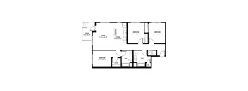 A black and white image of a house floor plan.
