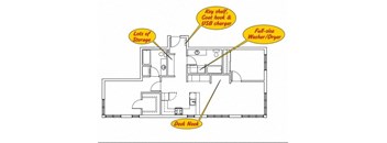 a floor plan of a house with different locations labelled