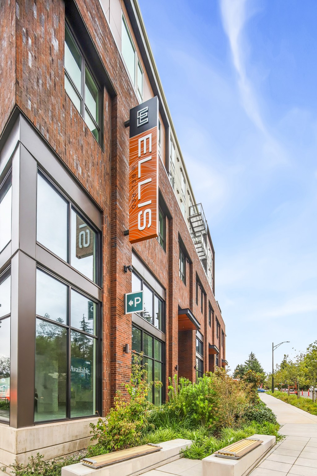 Ellis building with a blue sky in the background.