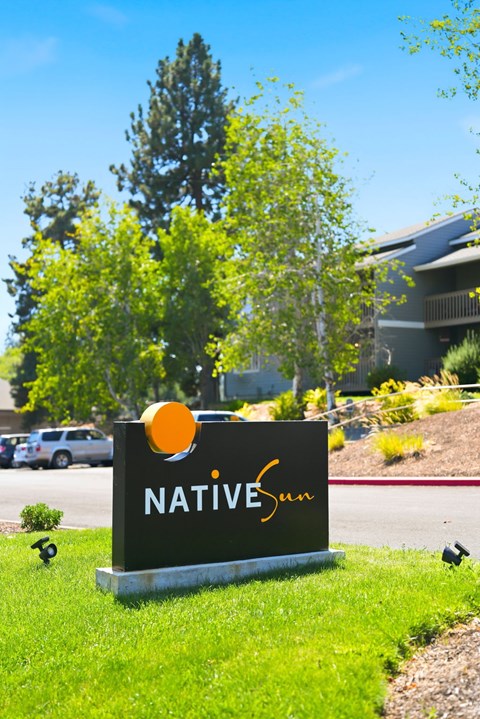A sign that says Native Son in front of a building.