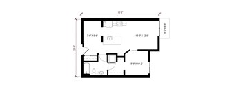 A black and white image of a floor plan of a house.
