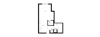 A black and white drawing of a house layout with labeled rooms.