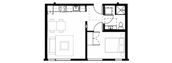 a floor plan of a room with a large window