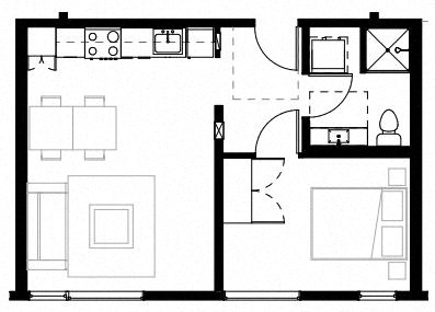 a floor plan of a room with a large window