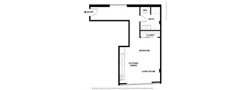 a floor plan of a unit with a bedroom and a living room