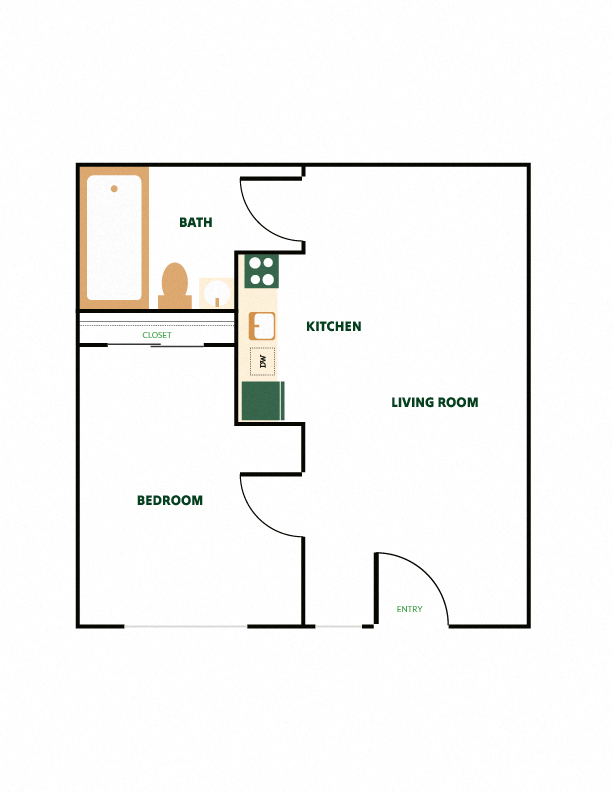 a floor plan of a house with a bedroom and a living room