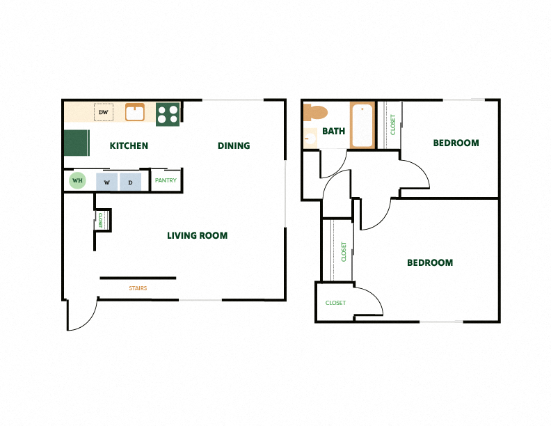 a floor plan of a house showing a bedroom and a living room