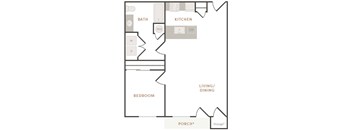 a floor plan of a house with a bedroom and a living room