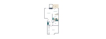 a floor plan of an apartment with a bedroom and a living room