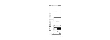 a floor plan of a unit with a bedroom and a living room