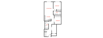 a floor plan of a room with a bedroom and a bathroom