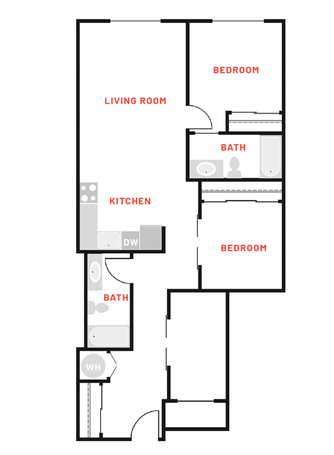 a floor plan of a room with a bedroom and a bathroom